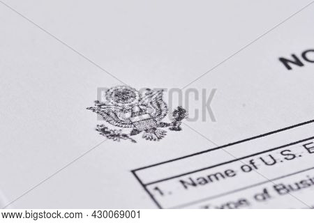 Tashkent, Uzbekistan - 13 August, 2021: Close-up View Of Nonimmigrant Treaty Traders And Investors A