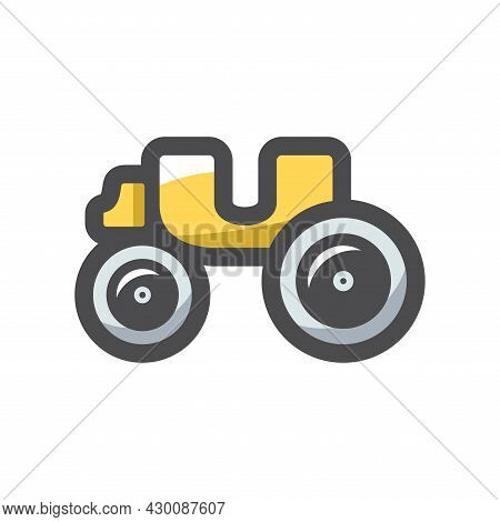 Yellow Old Carriage Vector Icon Cartoon Illustration.