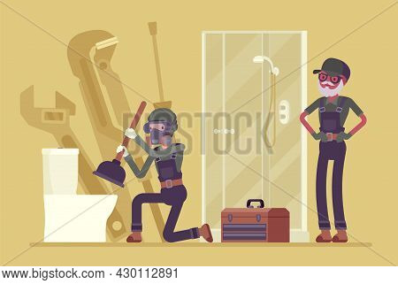 Plumbing Services, Sewer Cleaning, Doing Emergency Repair. Plumbers Clear Blockages In Drains, Pipes