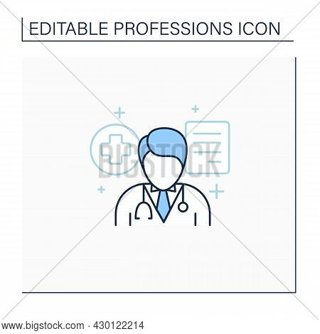 Doctor Line Icon. Professional. Treatment Patients.health Protector.important Job. Professions Conce