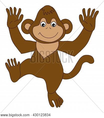 Cute Funny Happy Monkey Dancing. Vector Monkey. Baby Monkey Vector Illustration