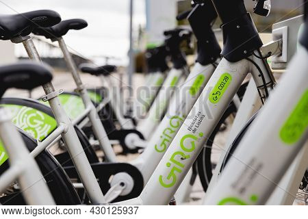 Gira Public Sharing Bikes In The Expo District Of Lisbon