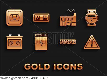 Set Power Bank, Electric Meter, Exclamation Mark In Triangle, Extension Cord, Car Battery, Coal Powe