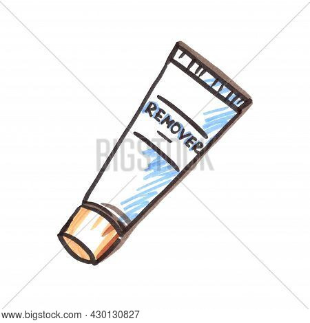 Felt Pen Eyelash Extension Tool Element In The Style Of Line Art Beauty Theme On A White Background.