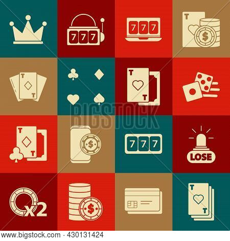 Set Playing Card With Heart, Casino Losing, Game Dice, Online Slot Machine Lucky Sevens Jackpot, Car
