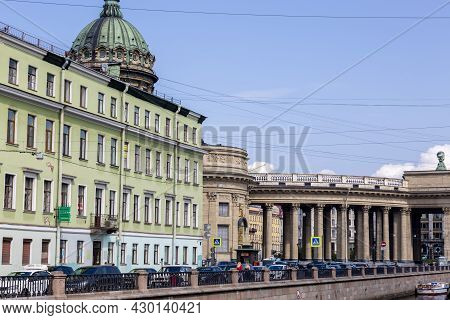 St. Petersburg, Russia - July 09, 2021: Fragment Of The Kazan Cathedral In St. Petersburg On The Emb