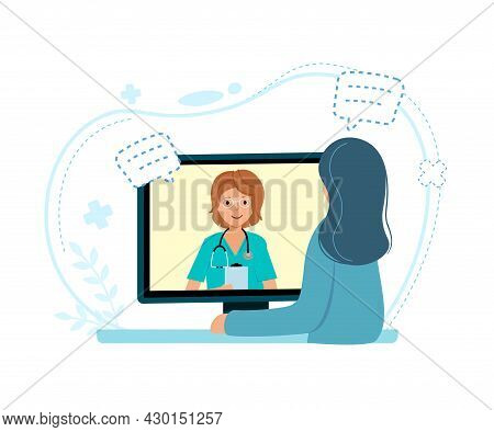 Online Children Doctor Medical Consultation Concept On White Background.
