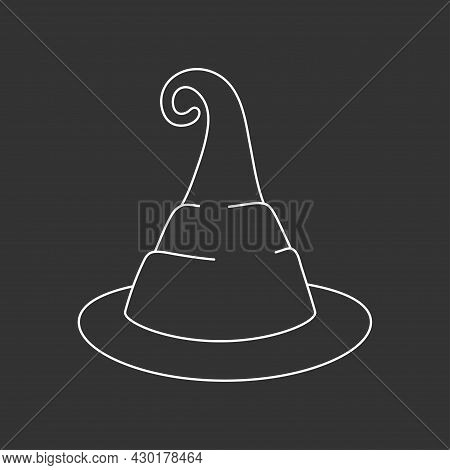 Witch Hat Vector Illustration In Doodle Style. Hand Drawn Wizard Cap For Holiday Halloween. White Ic