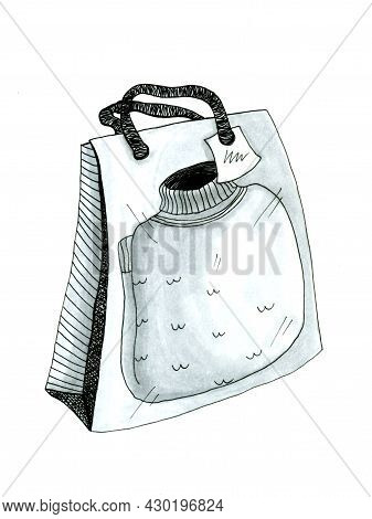 The Sweater In The Package Isolated Marker Sketch