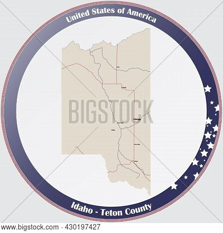 Large And Detailed Map Of Teton County In Idaho, Usa.