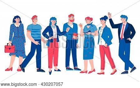 Business People Team Flat Cartoon Vector Illustration Isolated On White Background. Group Of Manager