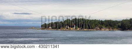 Panoramic View Of Beautiful Gulf Islands During A Sunny Day. Located Near Mayne And Vancouver Island