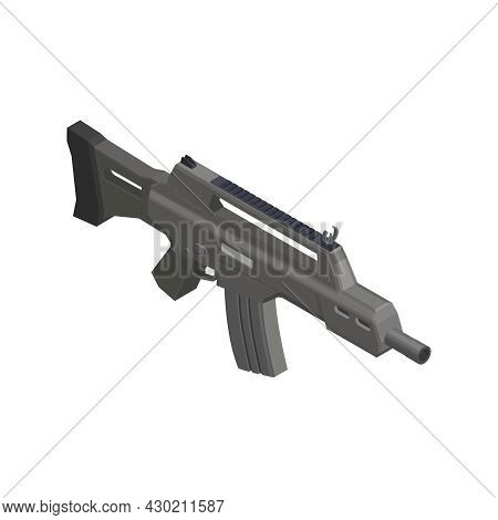 Army Weapons Isometric Composition With Isolated Image Of Semiautomatic Rifle Vector Illustration