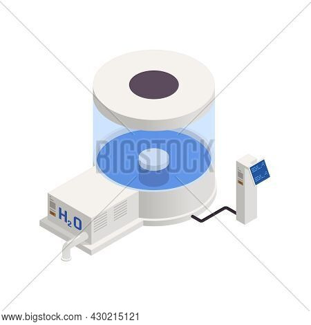 Space Colonization Terraforming Isometric Composition With Round Water Tank For Water Production Vec