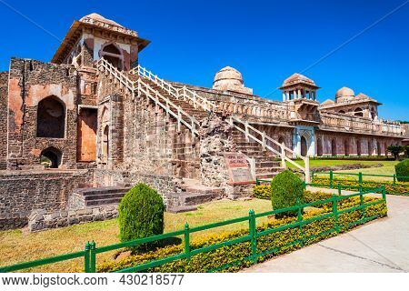 Jahaz Mahal Or Ship Palace Ruins In Mandu Ancient City In Madhya Pradesh State Of India