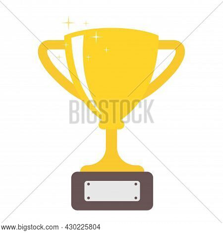 Trophy Flat Icon Isolated. For Mobile And Web. A Symbol Of Victory, Success And Achievement. Glitter