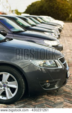 Chernigov, Ukraine - July 24, 2021: Saab Cars Are Parked In A Row. Saab 9-5, 9-3. Different Saab Car