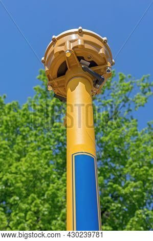 Gnss Gps Antenna Pole At Guided Construction Machine Vehicle