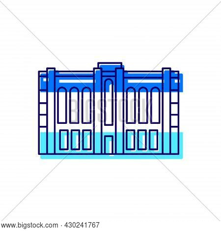 Shaheedh Hussain Adam Building Male Outline Icon. Republic Square. Maldives Architecture. Color Fill
