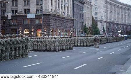 Rehearsal Of Military Parade,formation Of Troops On Occasion Of Declaration Of Independence Of Ukrai