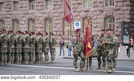 Rehearsal Of Military Parade,formation Of Troops On Occasion Of Declaration Of Independence Of Ukrai