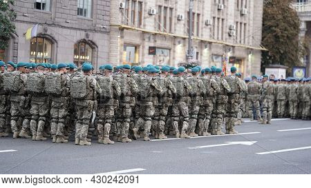 Rehearsal Of Military Parade,formation Of Troops On Occasion Of Declaration Of Independence Of Ukrai