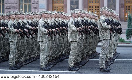 Rehearsal Of Military Parade,formation Of Troops On Occasion Of Declaration Of Independence Of Ukrai