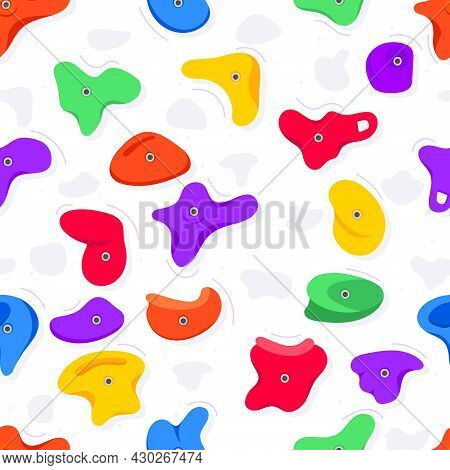 Seamless Pattern Of Climbing Grips Or Holds In The Gym Bouldering Training Flat Style Design Vector 