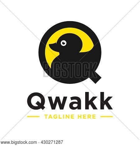 Duck Illustration Logo Design With Letter Q