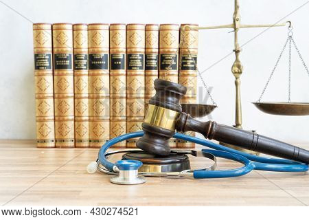 Mlaw Gavel And Stetoscope, Edical Law Concept