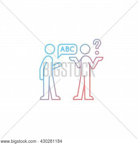 Language Barriers Gradient Linear Vector Icon. Breakdown In Communication. Speaking Different Langua