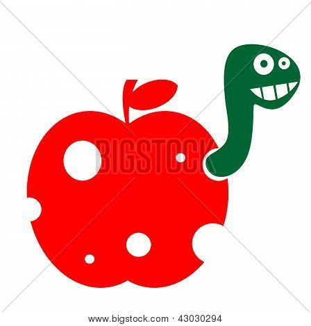 The funny worm in the apple