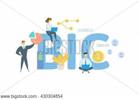 Bic, Bank Identifier Code. Concept With Keyword, People And Icons. Flat Vector Illustration. Isolate