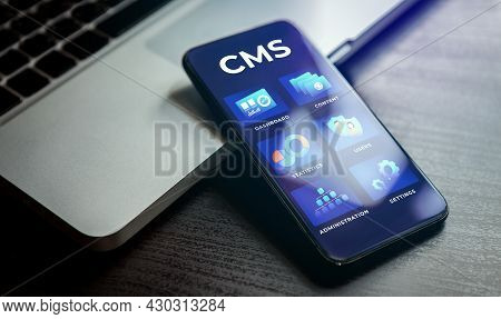 Content Management System - Cms Acronym Concept. Website Management Software For Publishing Content,