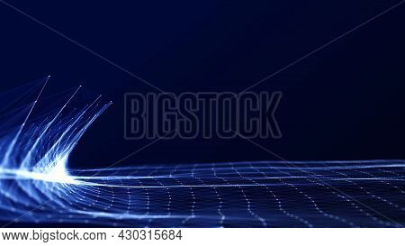 Polygon Abstract Background Concept Of Dots And Lines Connected. With A Dark Background And Empty Sp