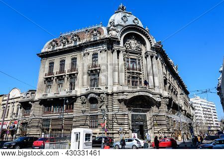 Bucharest, Romania - 5 June 2021: Old Buildings In The Historical Center In A Sunny Summer Day