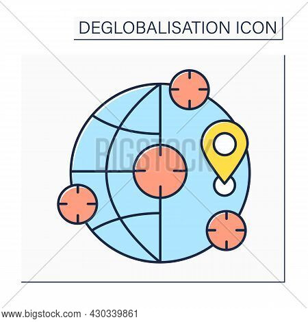 Subsidiarity Color Icon. Solving Social Or Economic Issues Locally. Deglobalisation Concept. Isolate