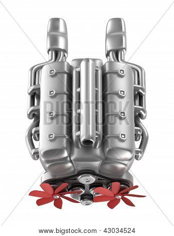 V8 motoru beyaz üzerinde