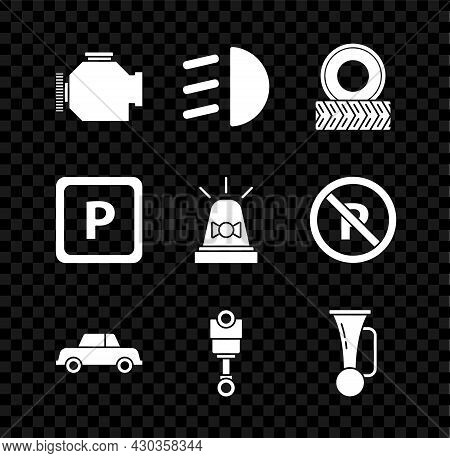 Set Check Engine, High Beam, Car Wheel, Engine Piston, Signal Horn Vehicle, Parking And Flasher Sire