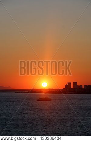 Sun Set At Izmir Alsancak Kordon Turkey