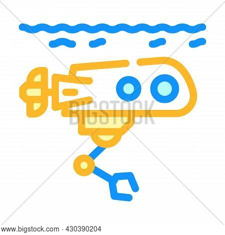 Underwater Robot Color Icon Vector. Underwater Robot Sign. Isolated Symbol Illustration