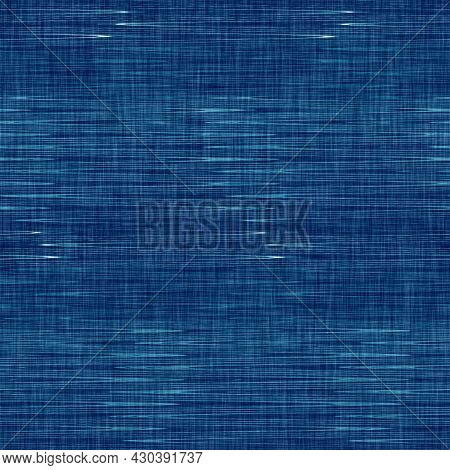 Classic Blue Woven Stripe Masculine Shirt Fabric Texture. Navy Space Dyed Marled Melange Background.