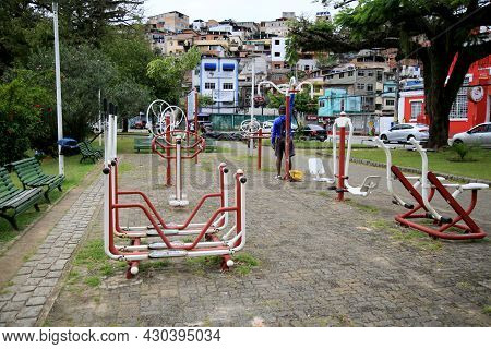Open-air Gym Equipment Is Seen On The Itororo Dike