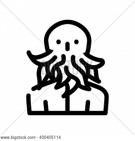 Cthulhu Fantasy Character Line Icon Vector. Cthulhu Fantasy Character Sign. Isolated Contour Symbol 
