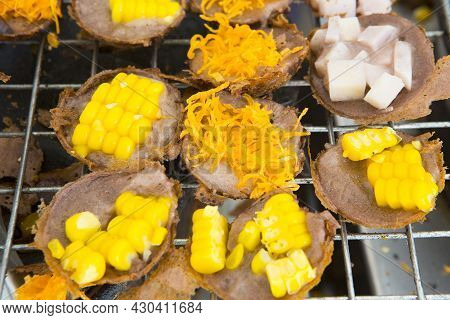 Thai Dessert Krok, Foi Thong, Taro And Corn