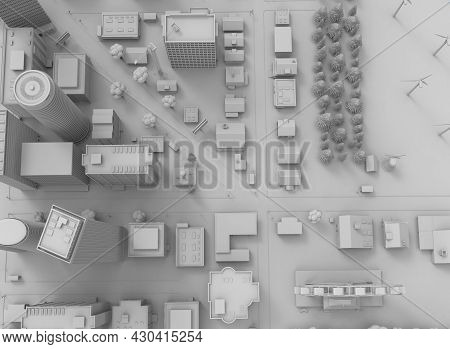 Black And White City On Bloe Background 3d-rendering