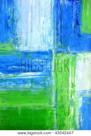 Blue and Green Abstract Art Painting