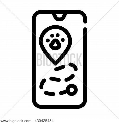 Animal Tracking Geotag App Line Icon Vector. Animal Tracking Geotag App Sign. Isolated Contour Symbo