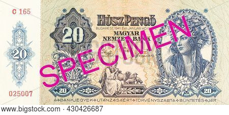 Single Historic 20 Hungarian Pengo Banknote (1941) Obverse Specimen