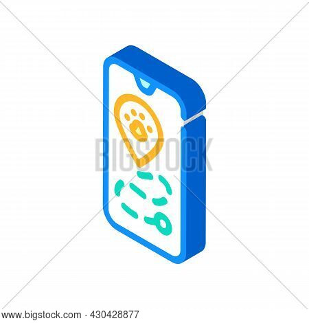 Animal Tracking Geotag App Isometric Icon Vector. Animal Tracking Geotag App Sign. Isolated Symbol I